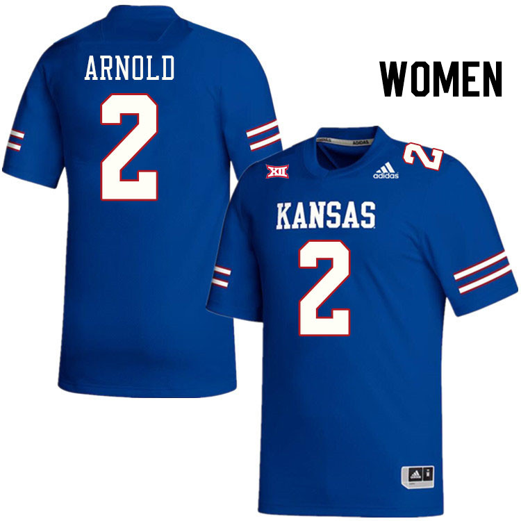 Women #2 Lawrence Arnold Kansas Jayhawks College Football Jerseys Stitched Sale-Royal